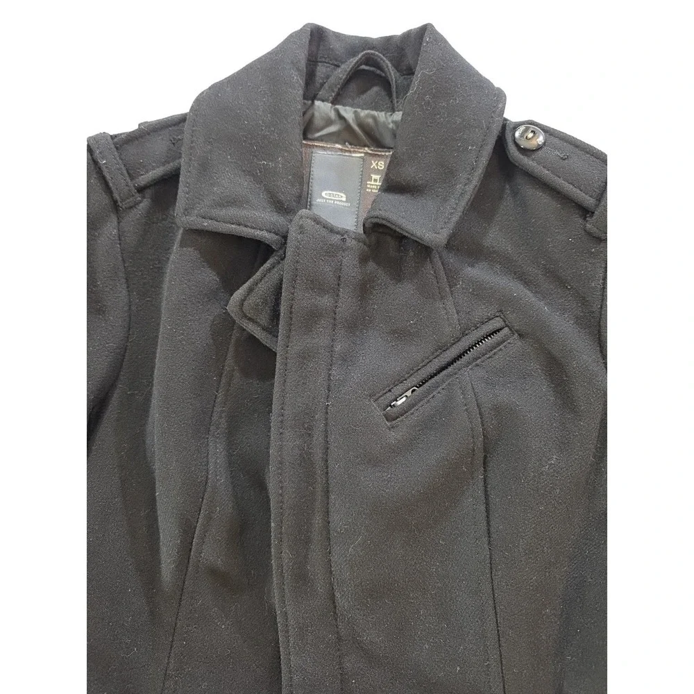 G-STAR RAW 3301 Women's Solar Wool Coat XS Black Belted Military Pea Jacket - Picture 4 of 16